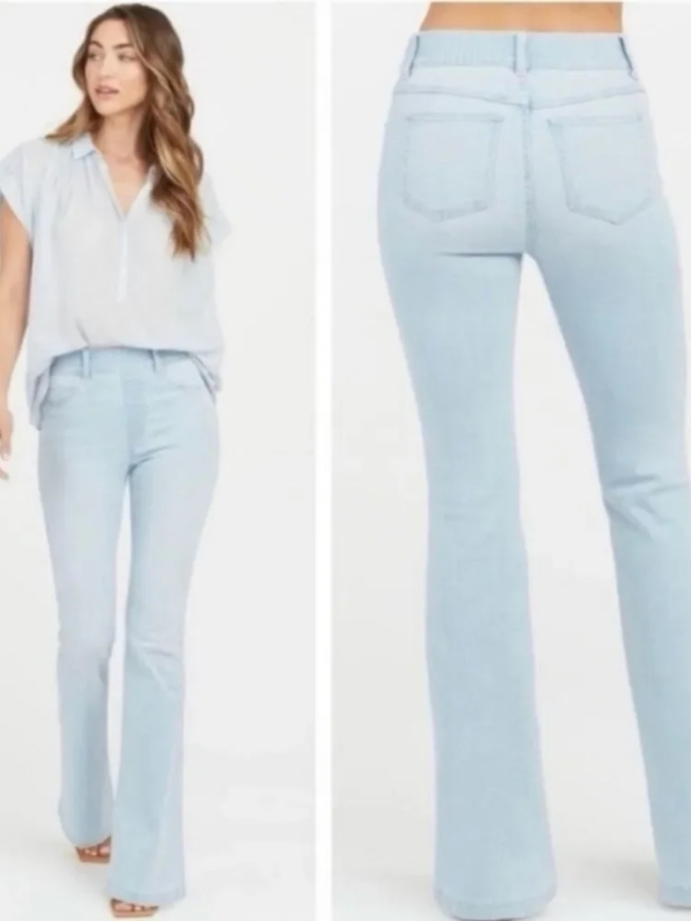 SPANX Light Blue High-Rise Flare Jeans TALL